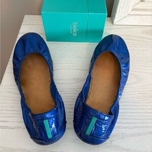 Sapphire Blue Patent Leather Tieks